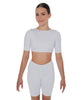 Solid Lycra Short Sleeve Crop Top