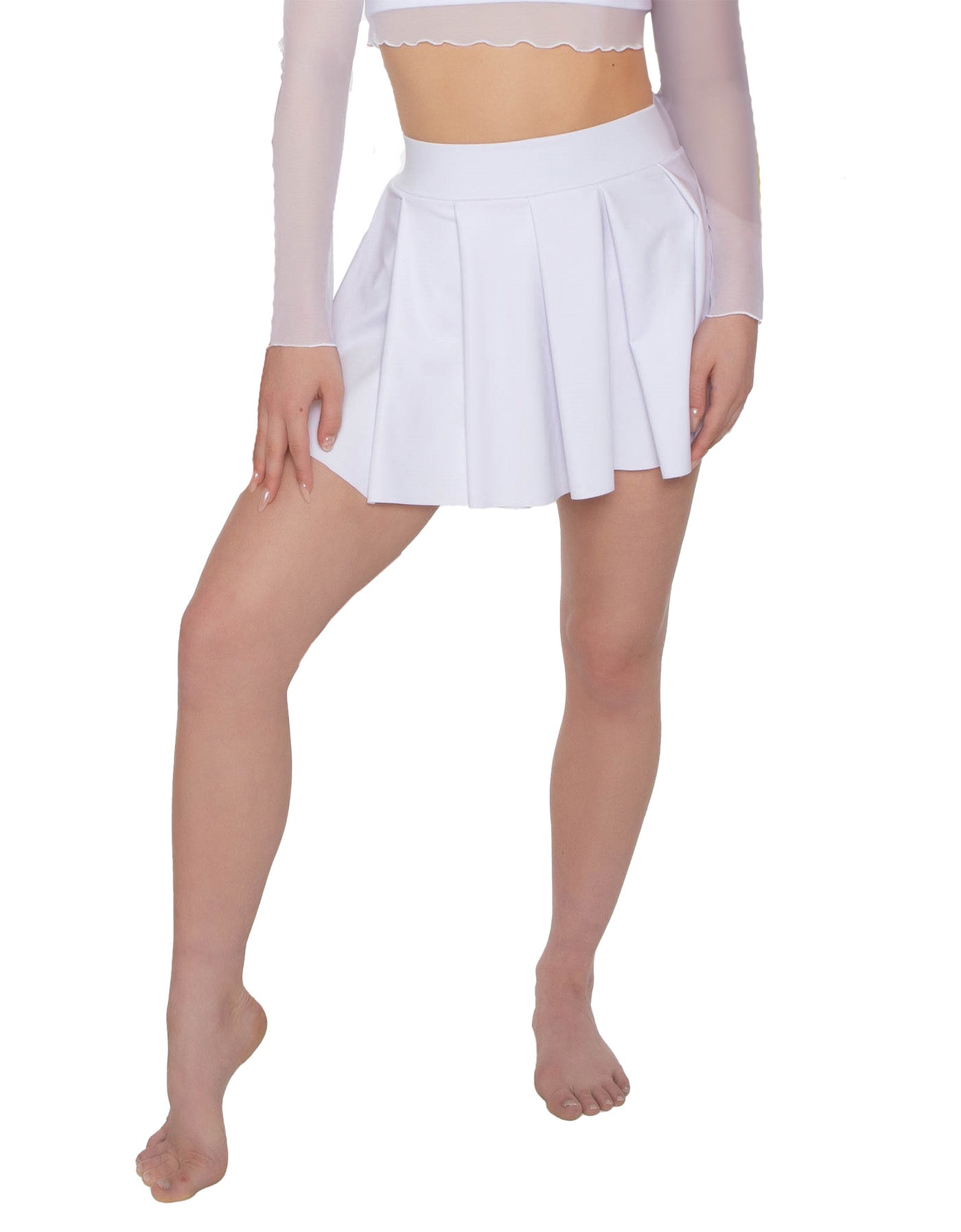 Solid Lycra Pleated Skirt with Panty