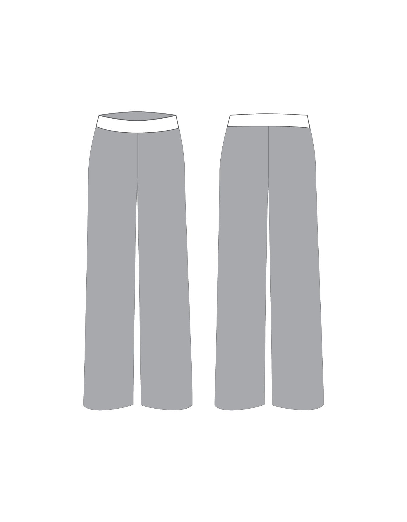 Custom Inked Mesh Wide Leg Pant with Waistband - Lycra & Chiffon