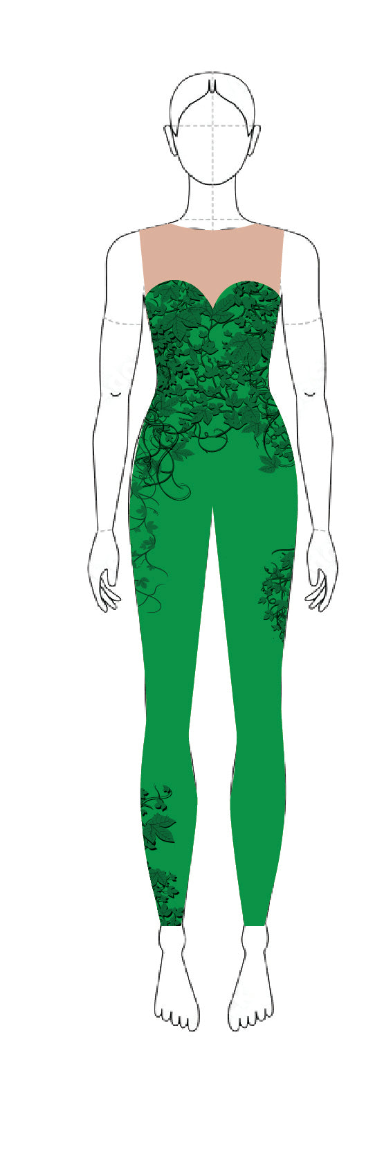 Poison Ivy Mesh Sweetheart Unitard