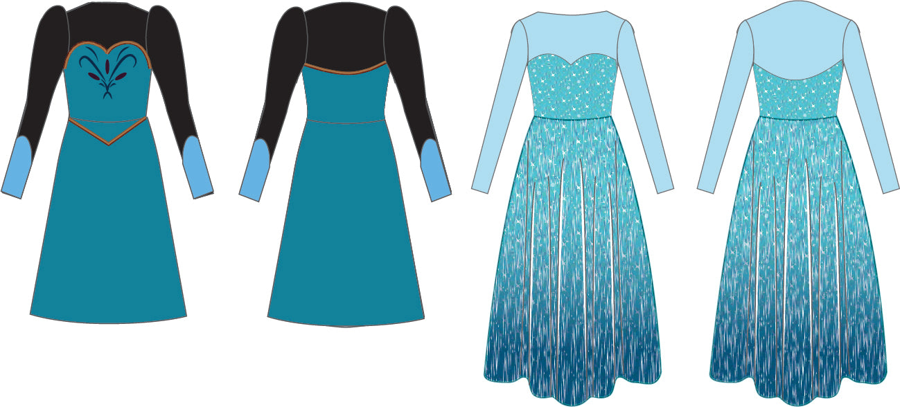 Snowflake Princess LS Puff Sleeve Convertible Bib Dress Mesh Sweetheart