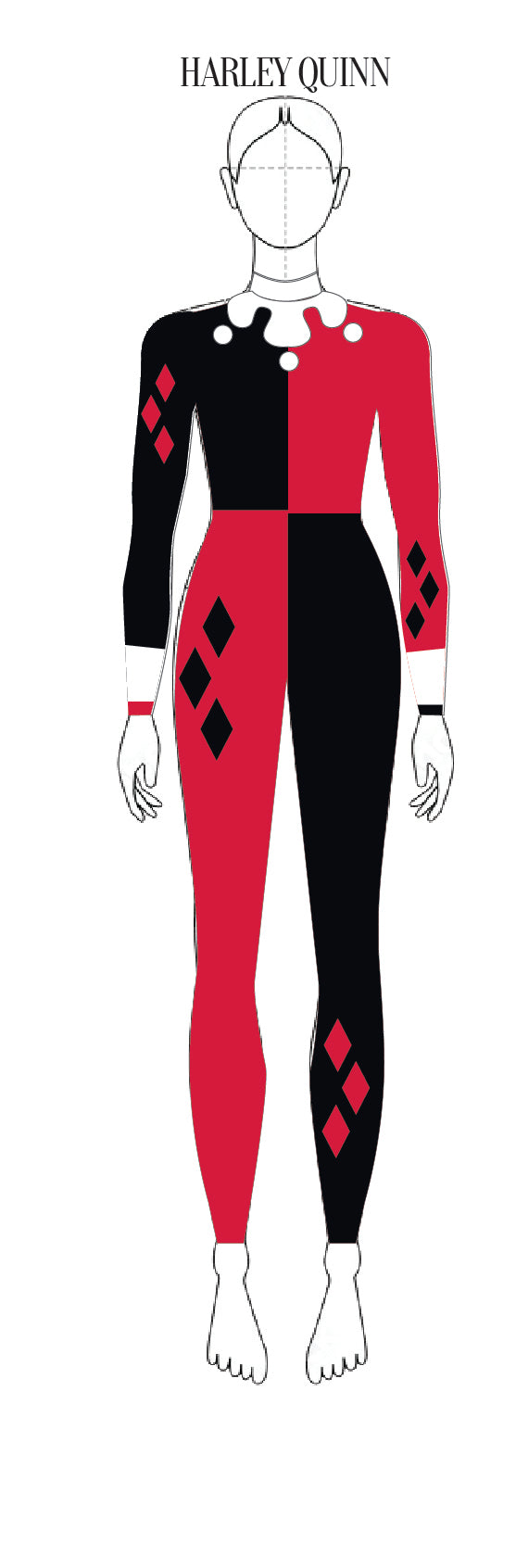Harley Quinn LS Tneck Zipper Back Unitard