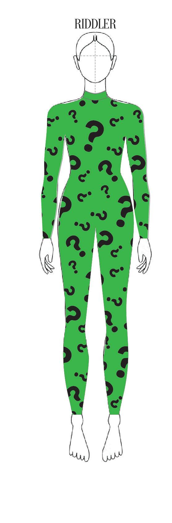 Riddler LS Tneck Zipper Back Unitard