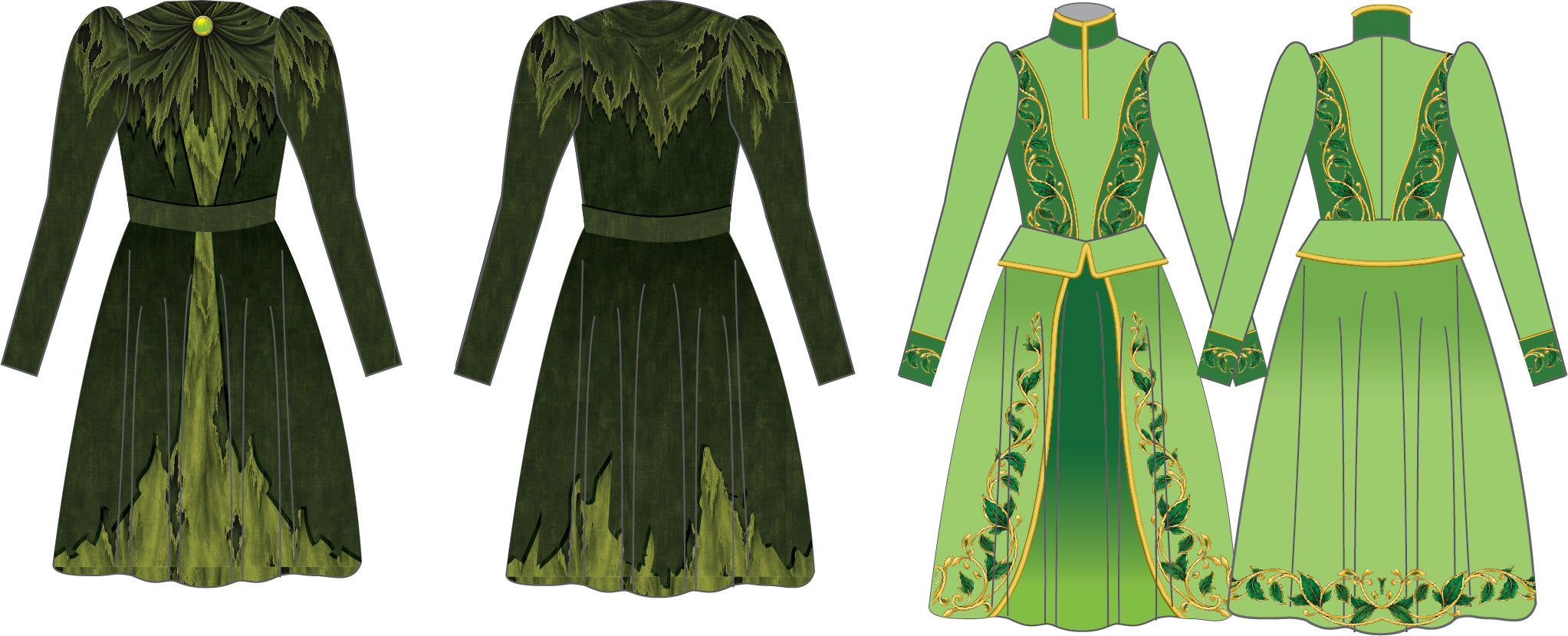 Custom Witch to Enchantress LS Puff Sleeve Convertible Bib Dress Zipper Front