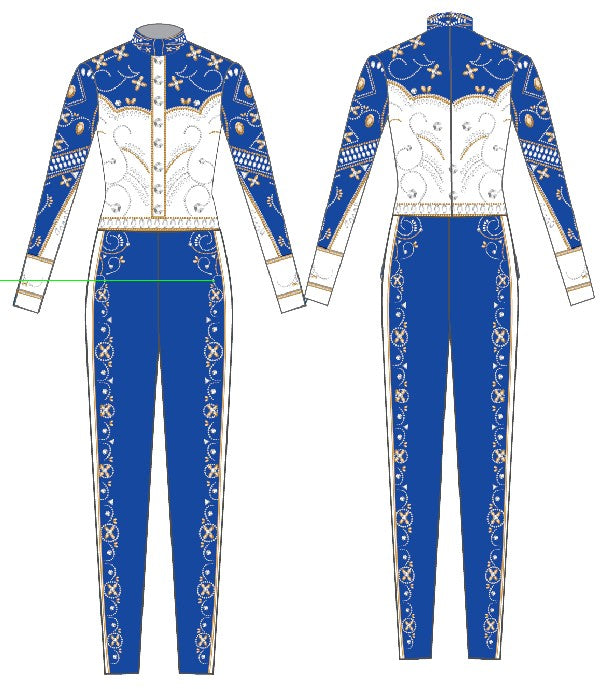 Divas - Cowboy LS Tneck Zipper Back Unitard