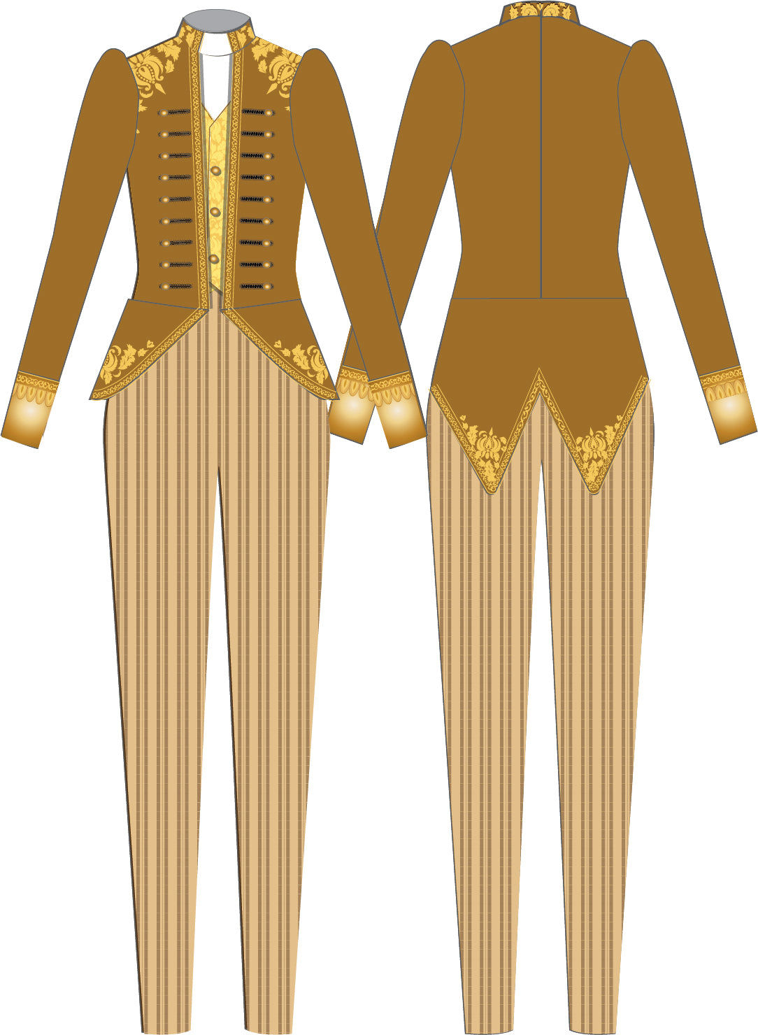 Lumiere LS TNeck Zipper Back Unitard with Tail Coat
