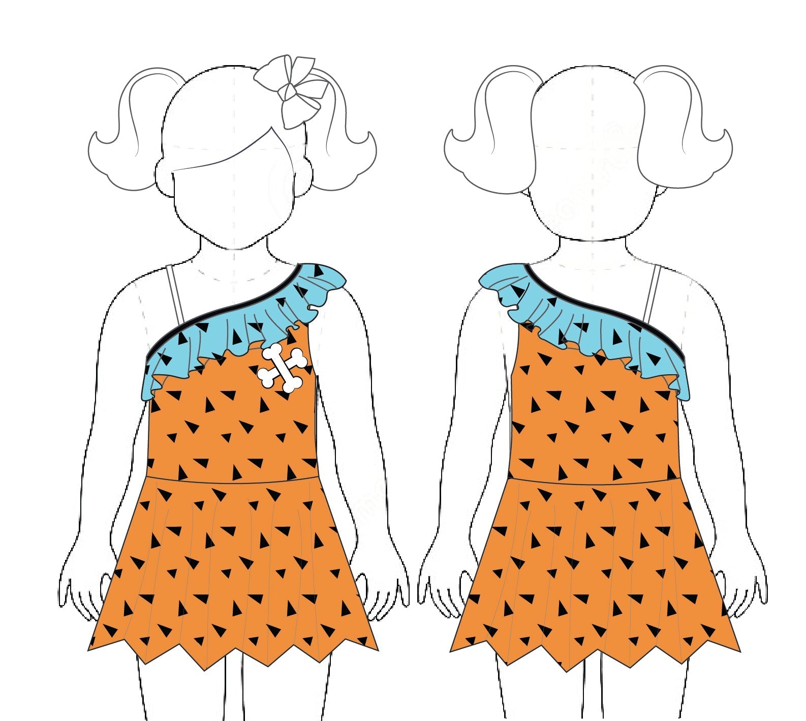 Stone Age One Shoulder w Ruffle Dress