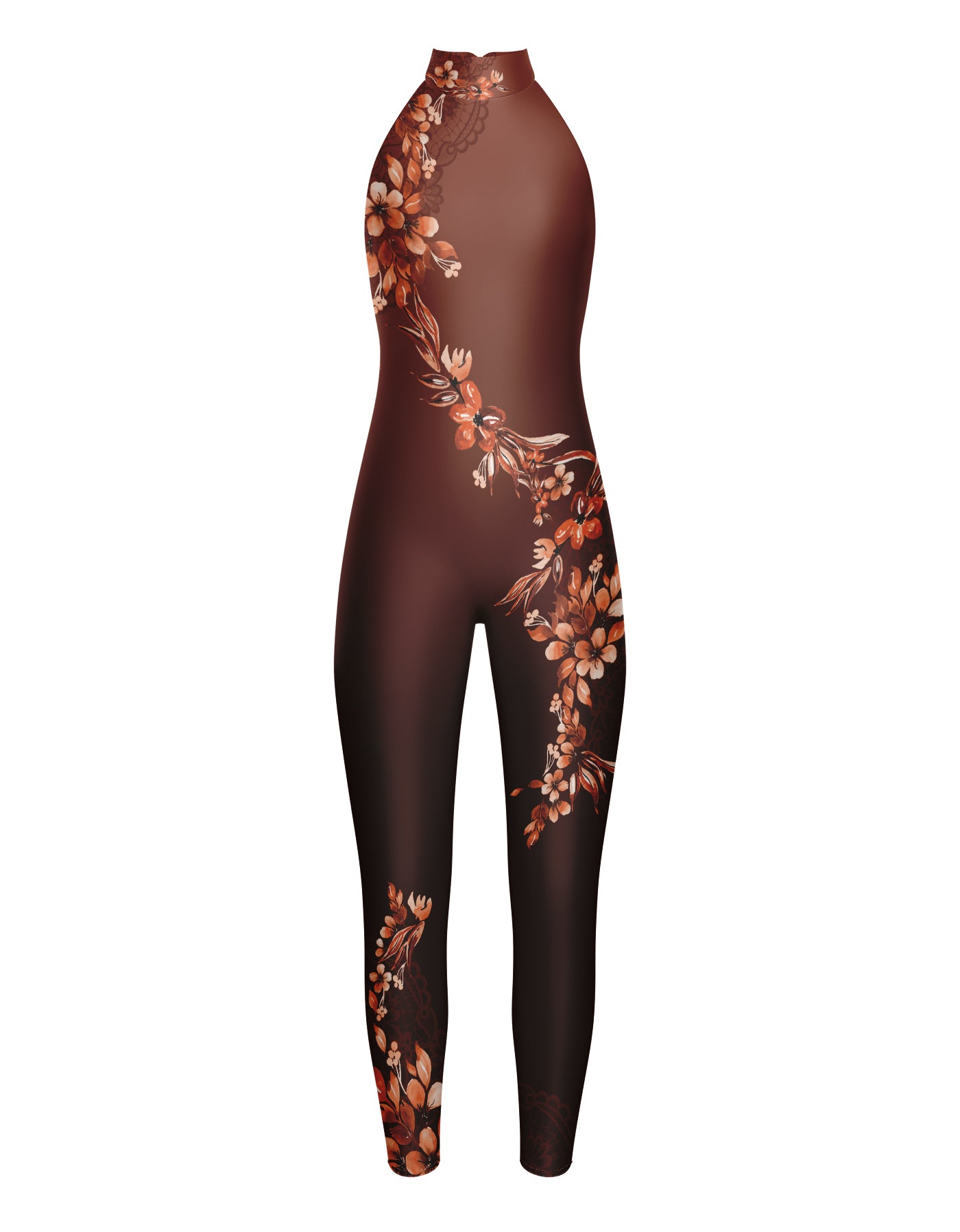 Falling Petals Halter Unitard