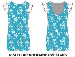 Disco Dream Rainbow Stars Tank Biketard with Gather Sleeves