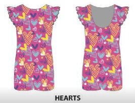 Hearts Tank Biketard with Gather Sleeves