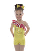 Banana Smoothie Jazz Solid One Shoulder with Ruffle Biketard