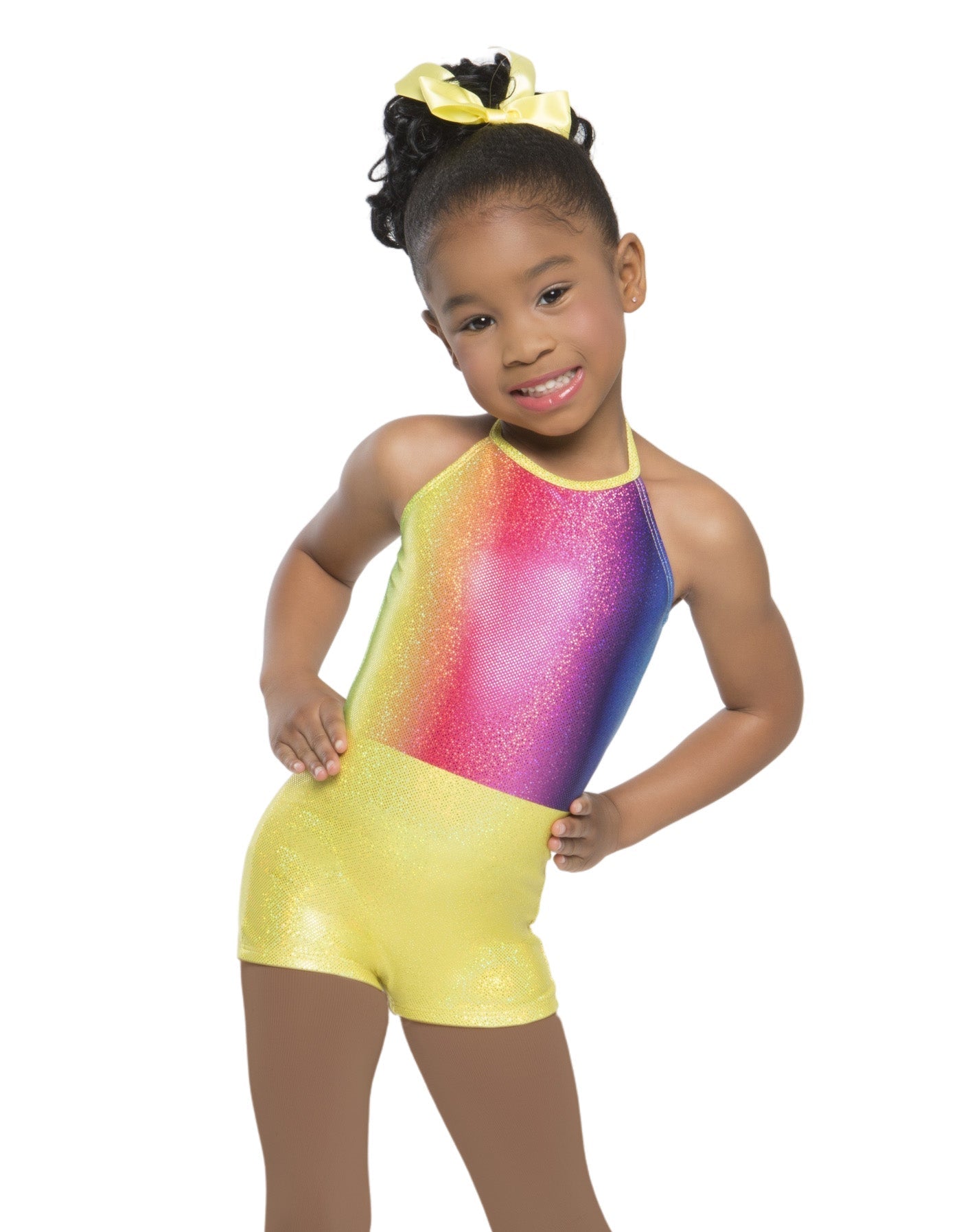 Waving My Rainbow Flare Halter Binding Biketard