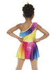 Waving My Rainbow Light One Shoulder with Ruffle Dress