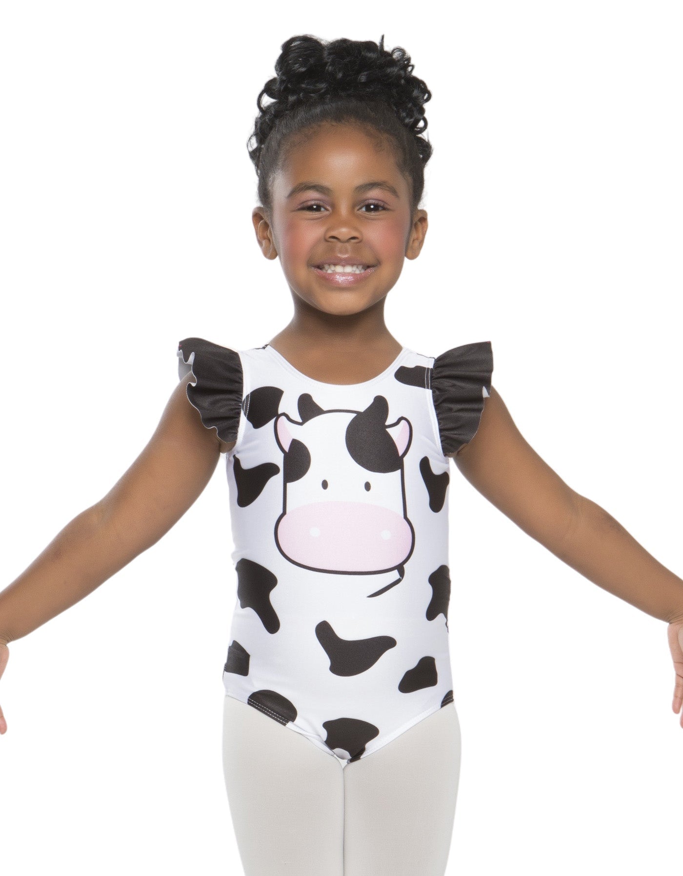 Barnyard Ballet Cow Tank Gather Sleeve Leotard