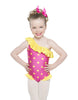 Surfs Up Polkadots Solid One Shoulder with Ruffle w Leg Flutter Leotard