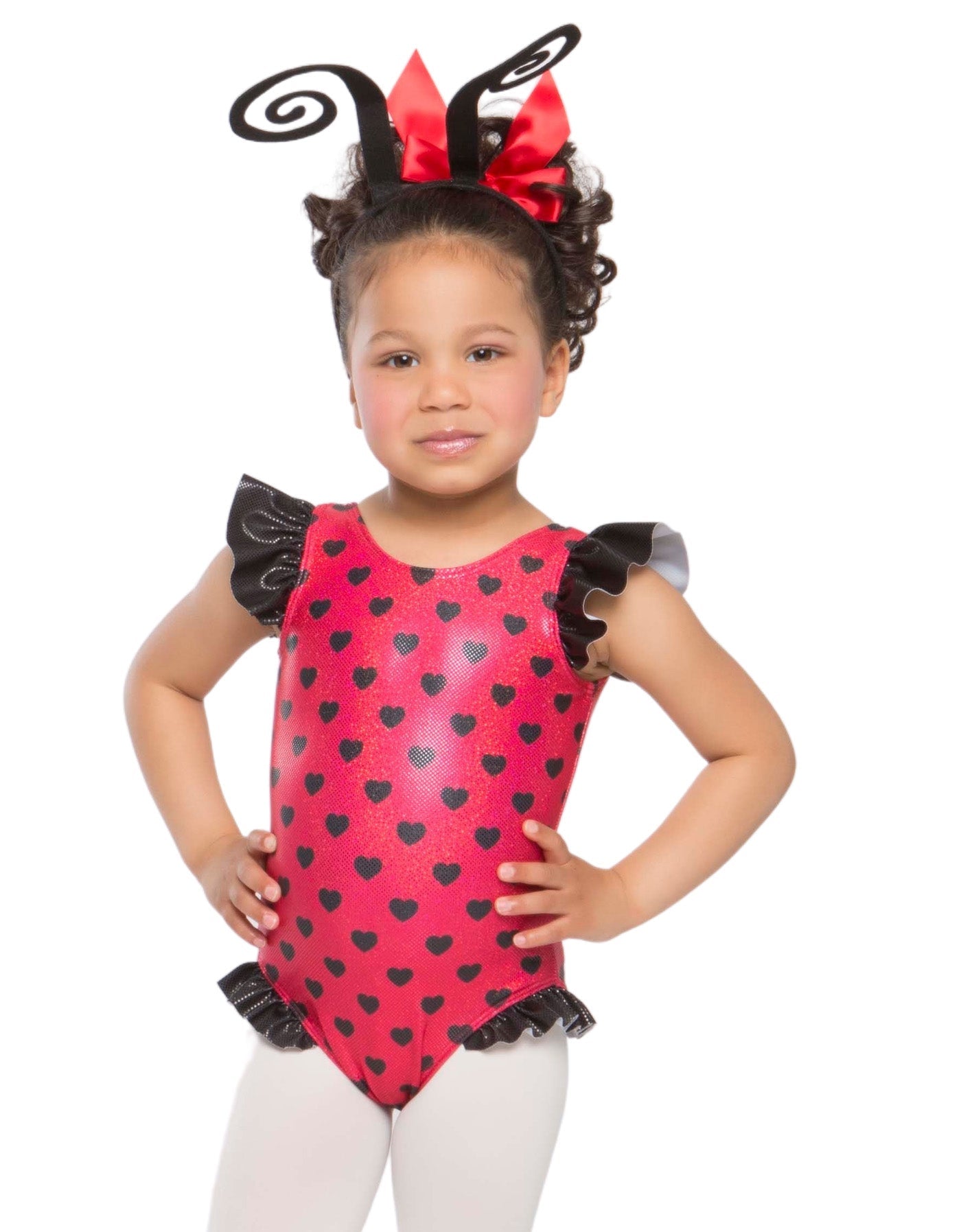 La La Ladybug Hearts Tank with Gather Sleeve and Legs Leotard