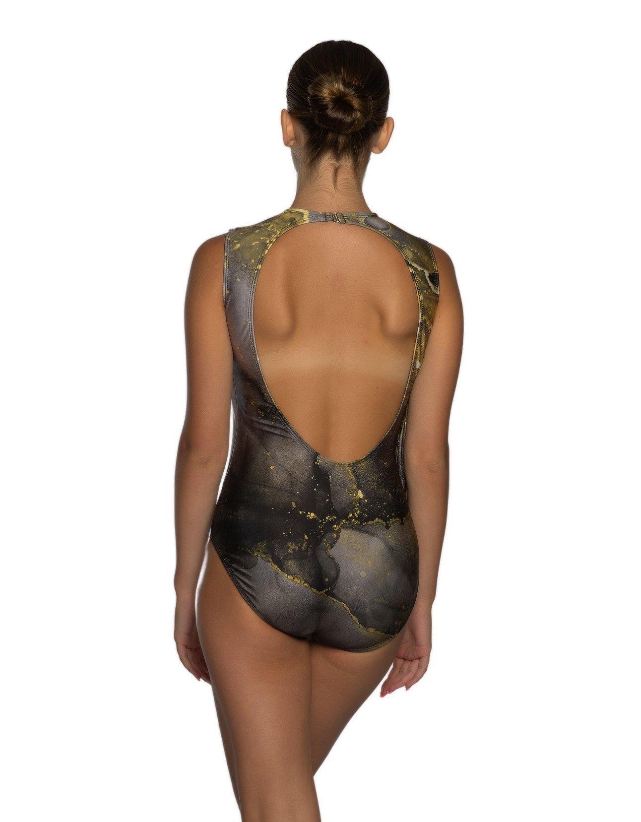 Gold Rush Sleeveless Open Back Leotard - Hamilton Theatrical