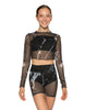 Marbled LS Mesh Crop Top - Hamilton Theatrical